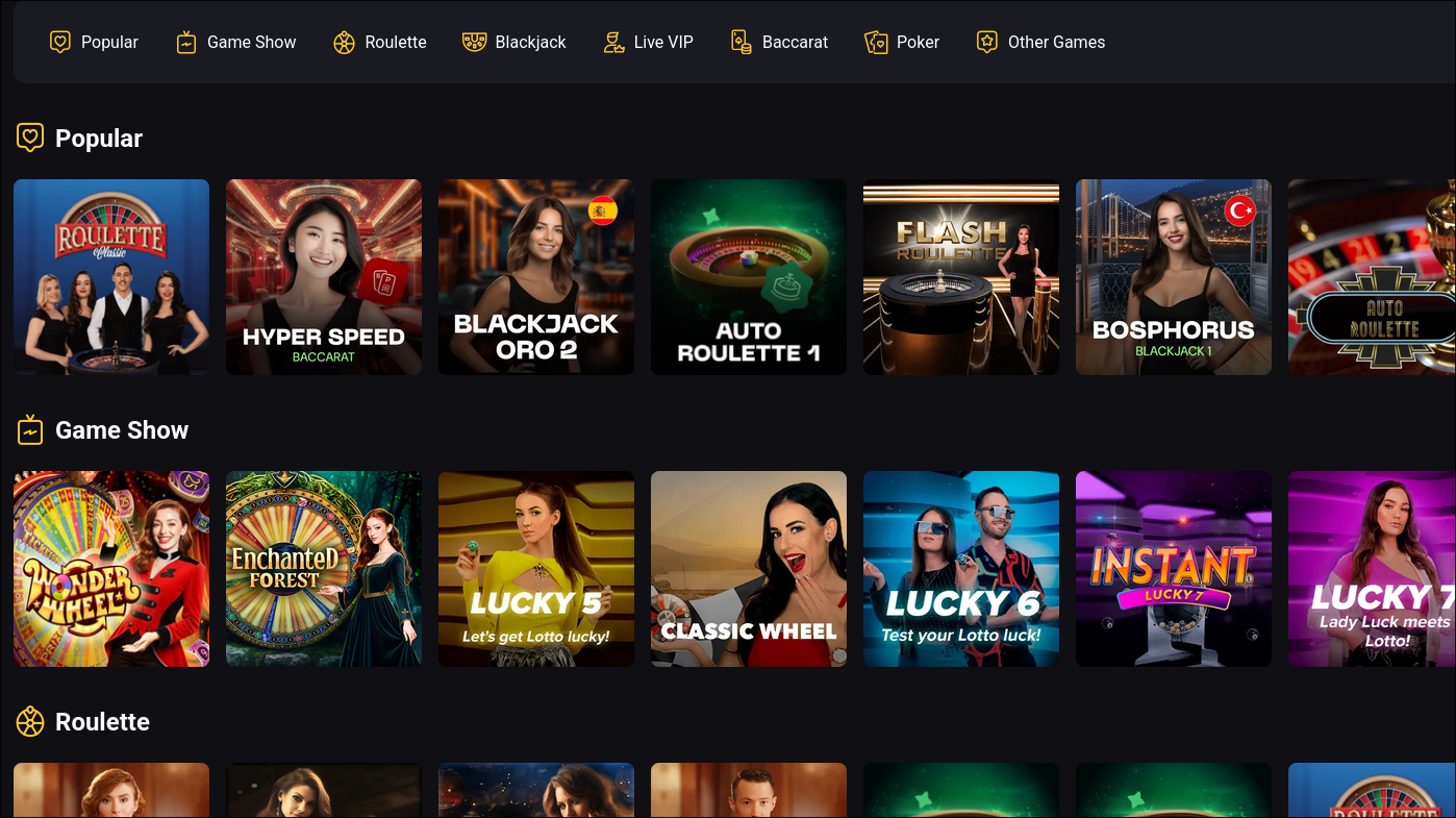 Live Casino Experience