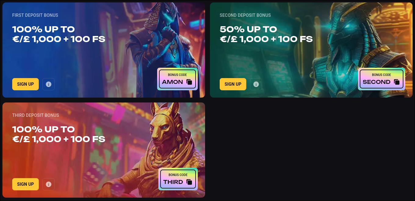 Amonbet Casino Welcome Bonus - Up to €15,000 + 300 Free Spins